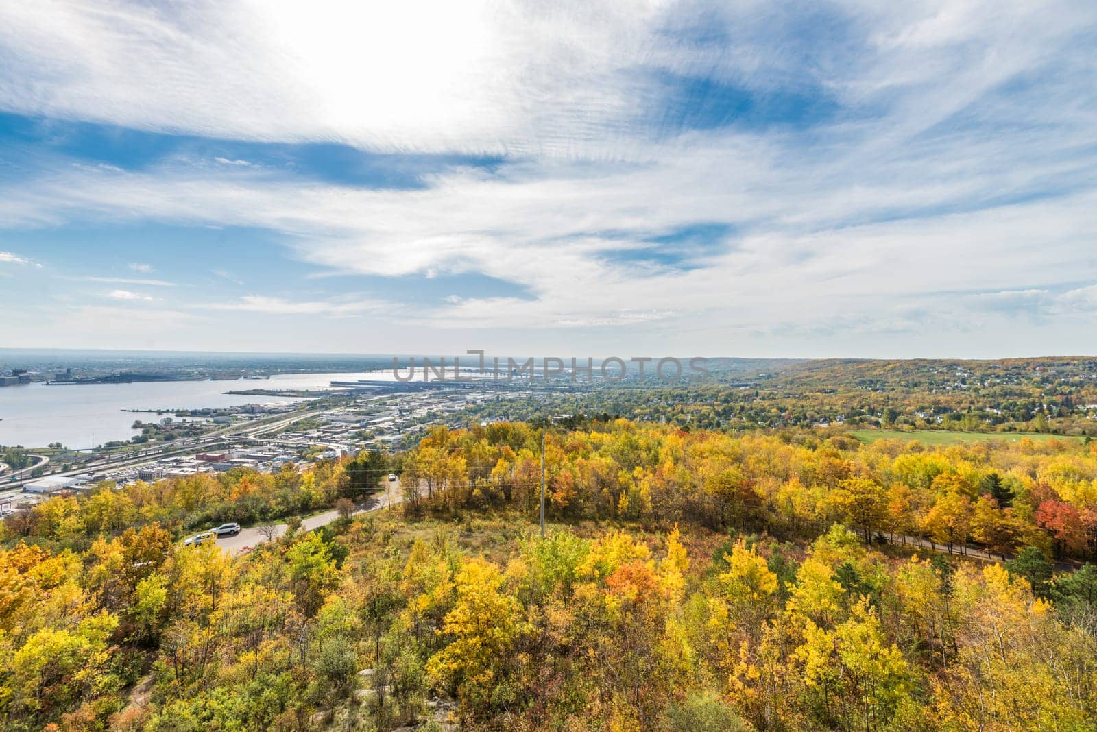 Autumn colored scene near harbor of Lake Superior