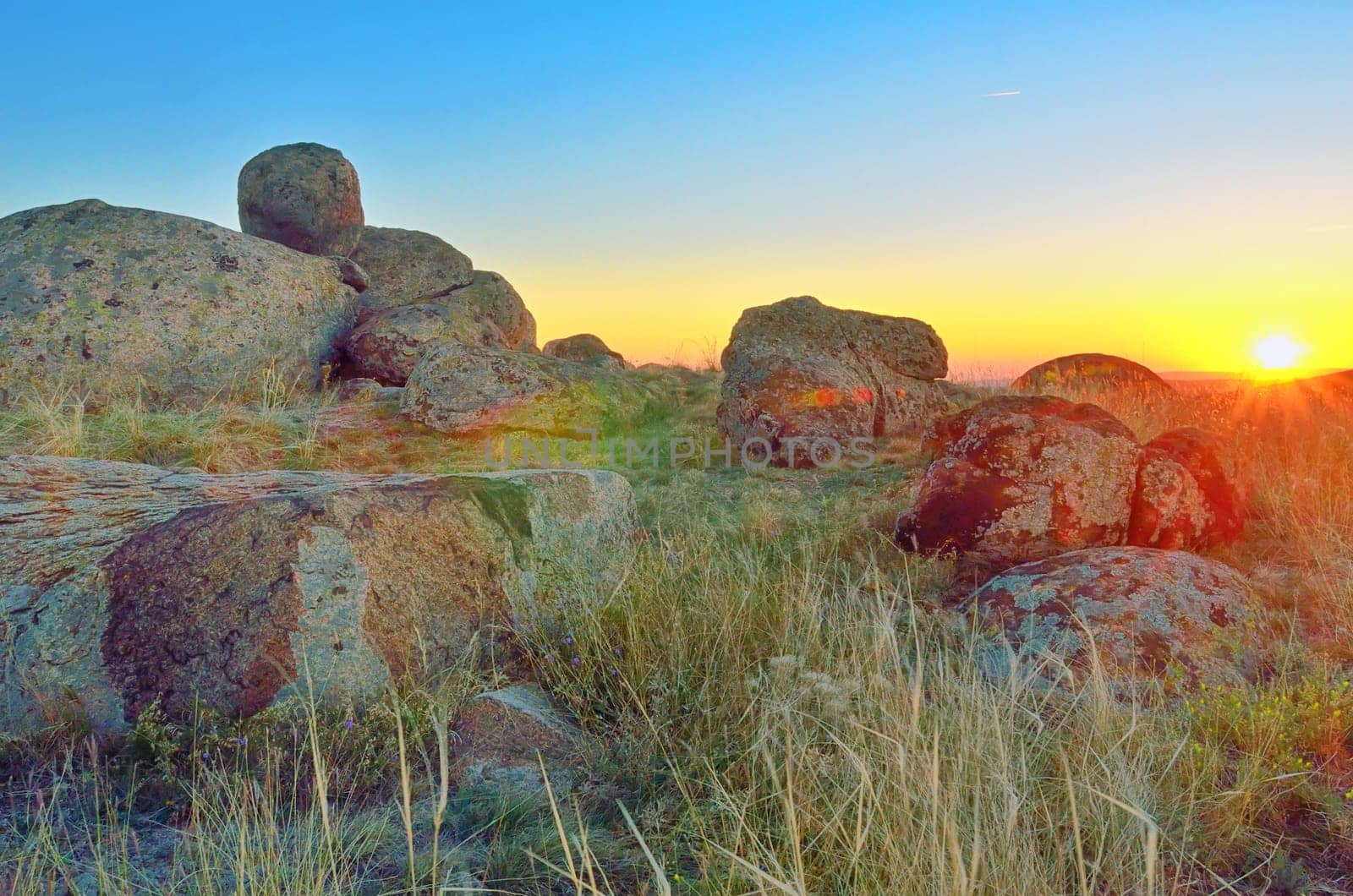 Beautiful summer landscape in the hills. Sunrise