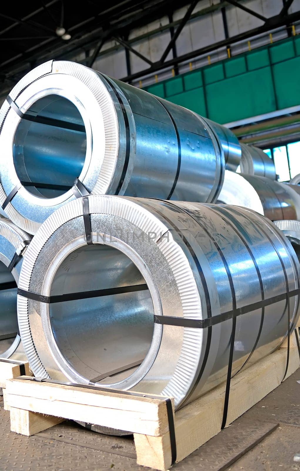 rolls of steel sheet stacked