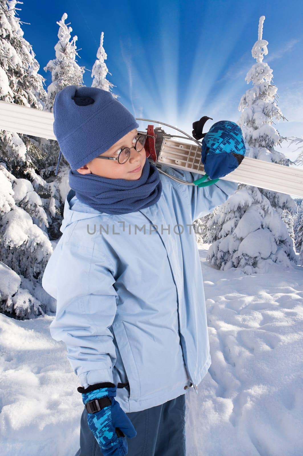 Ski trip with equipment