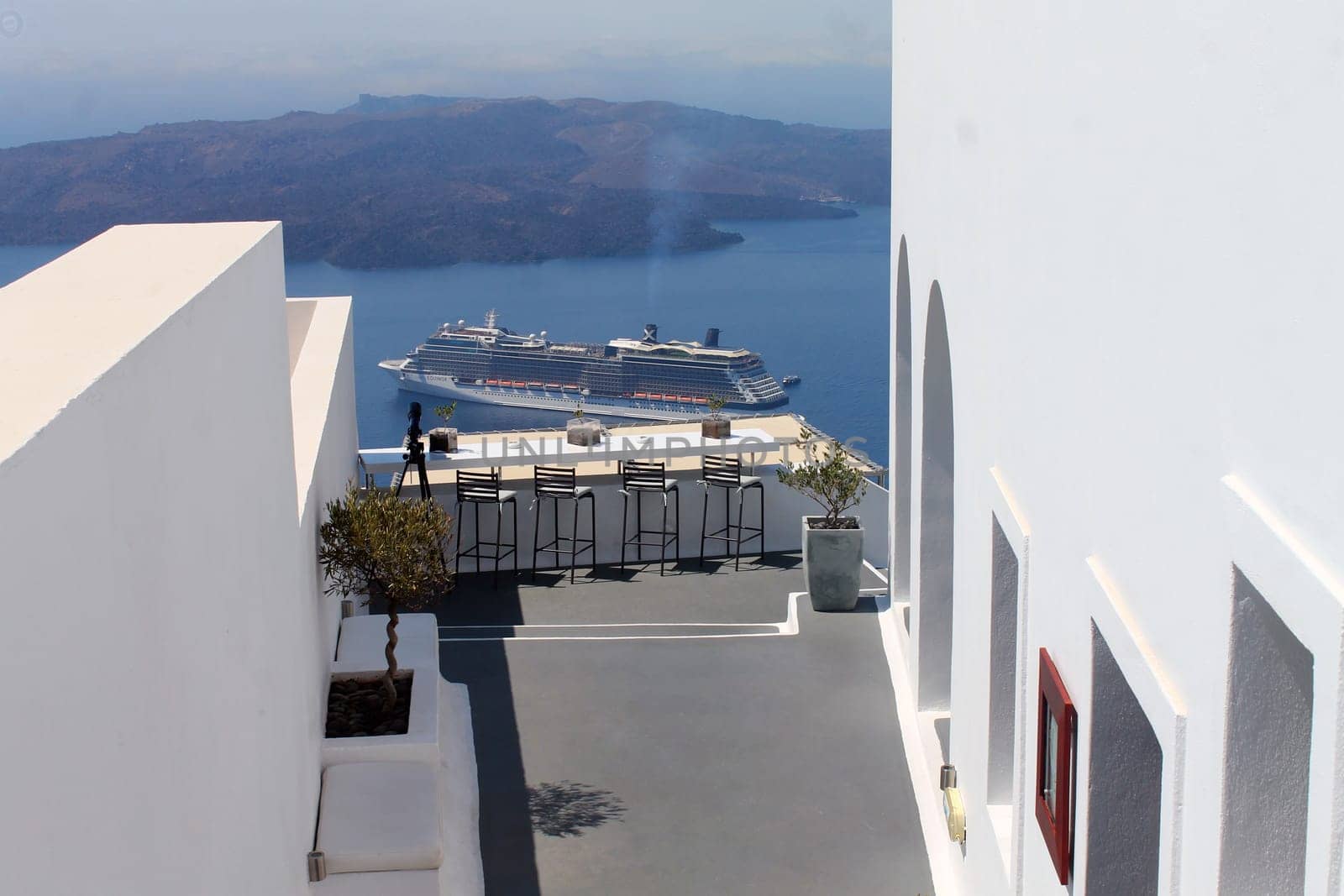 Cruise boat from the top of Cyclades islands