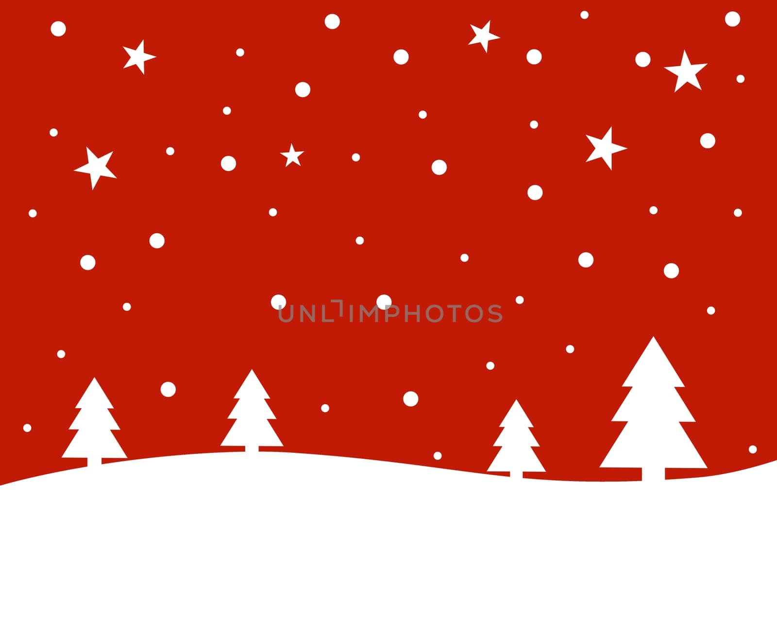Christmas Background - Snowy Landscape Red with White