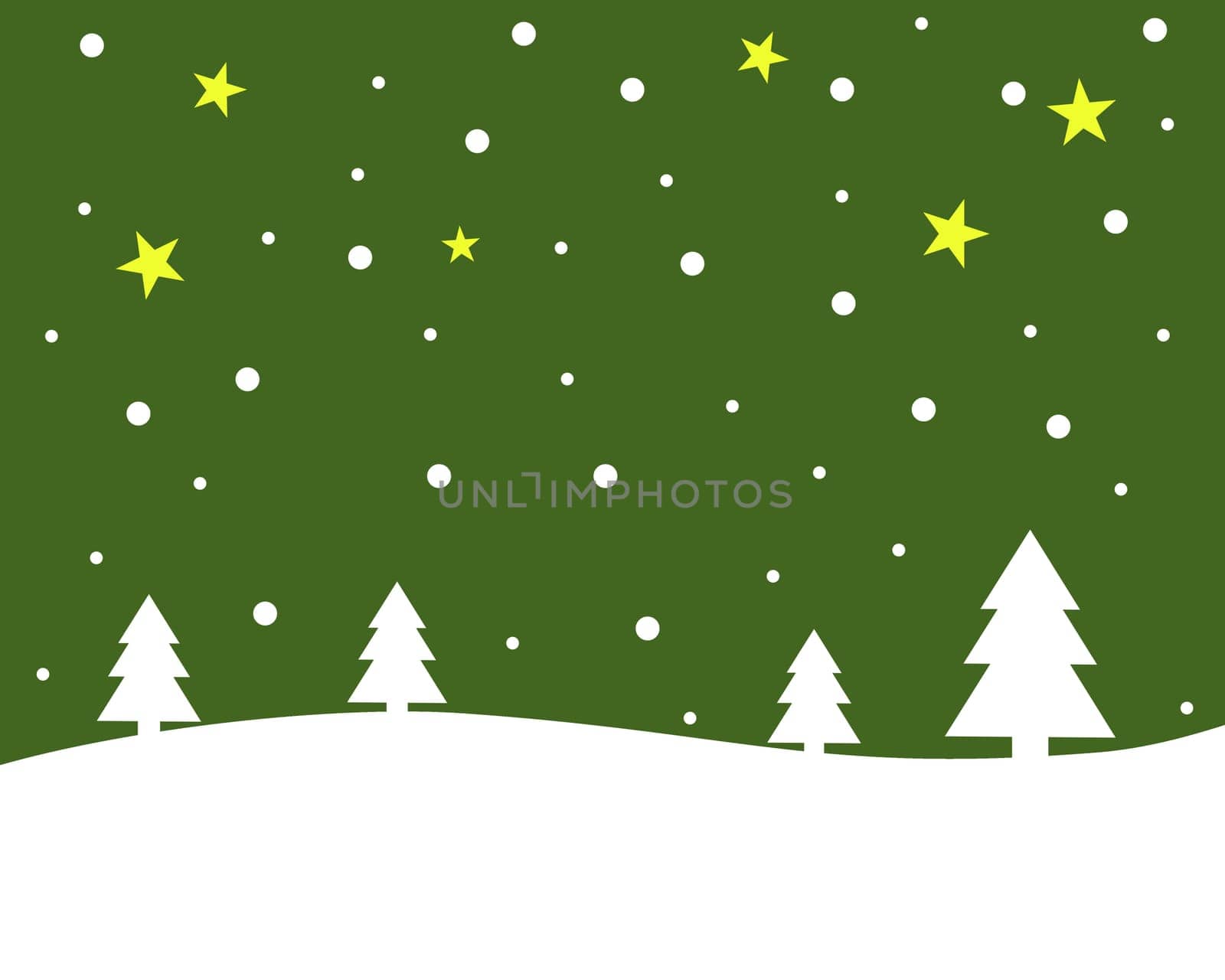 Christmas Background - Snowy landscape green with white