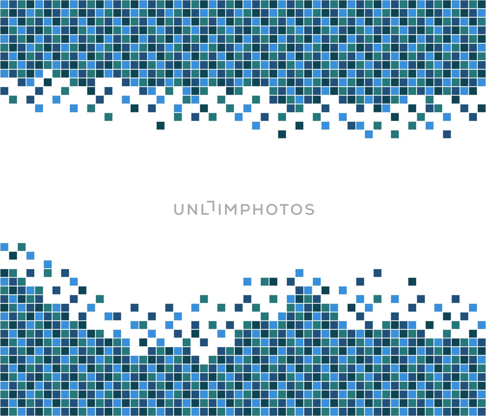 Tile pattern with free white area in shades of blue