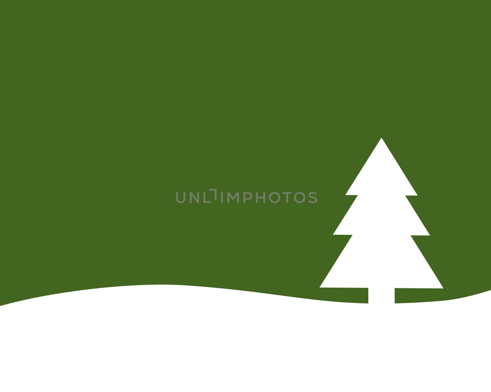 Simple green Christmas card with Christmas tree