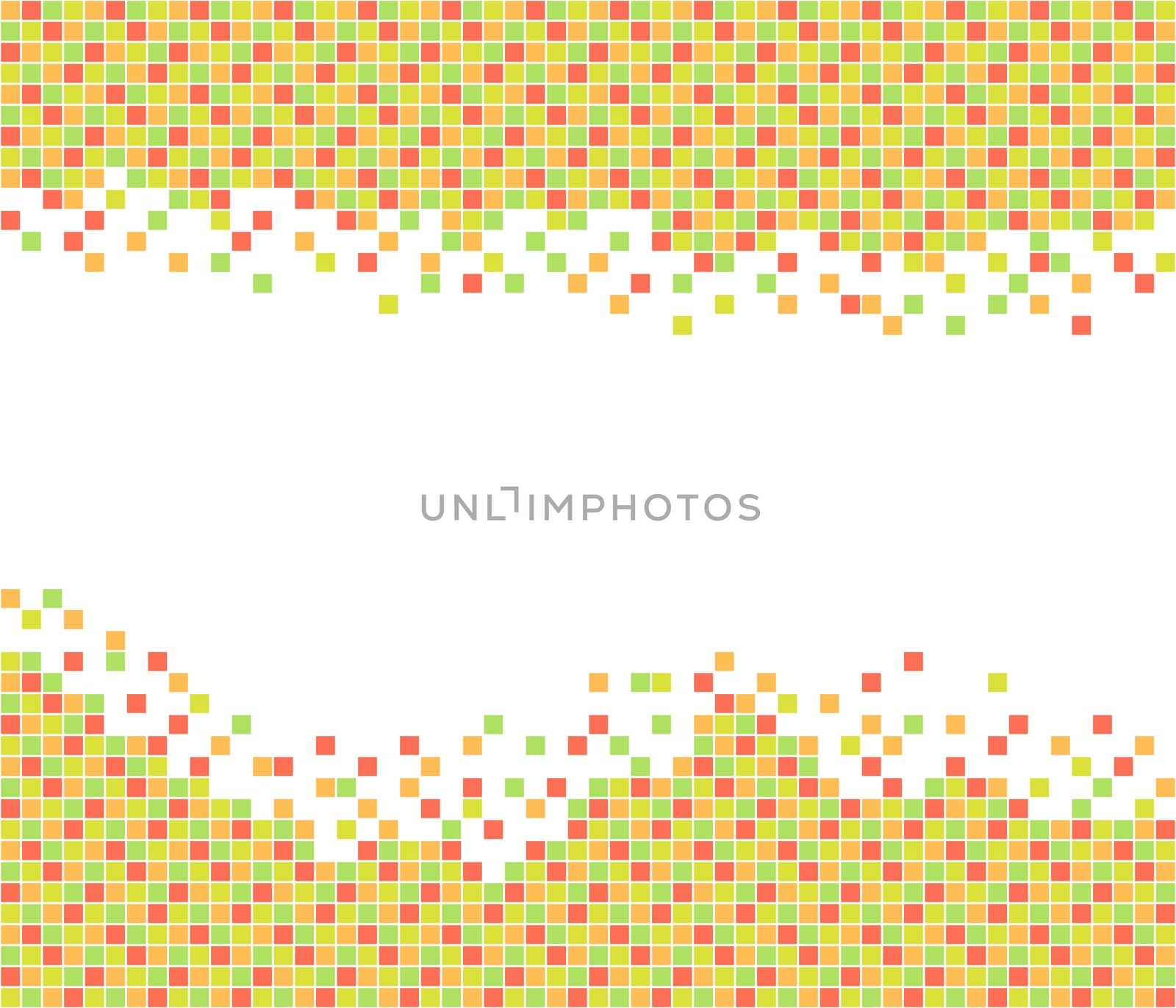 Tile pattern with free white area in yellow,green,red,orange