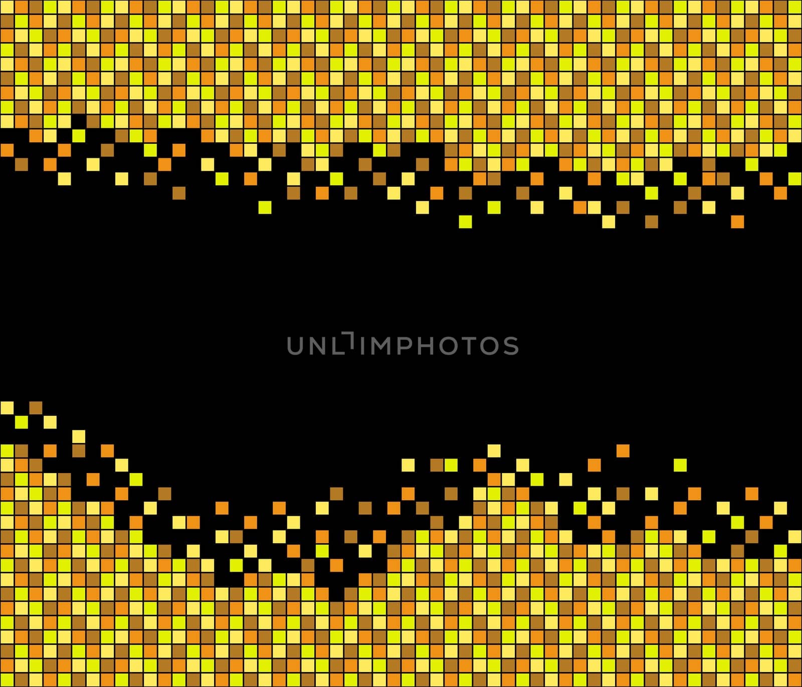 Yellow,brown orange mosaic with free black area
