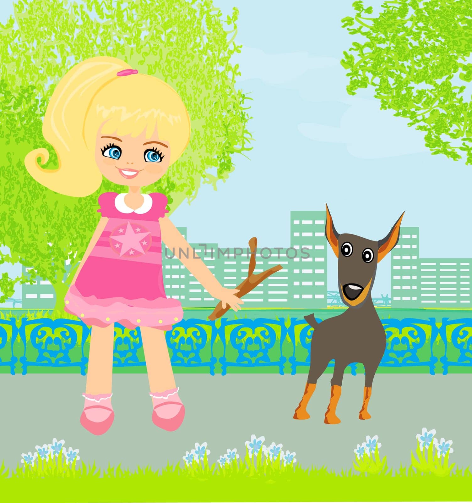 sweet girl and her puppy