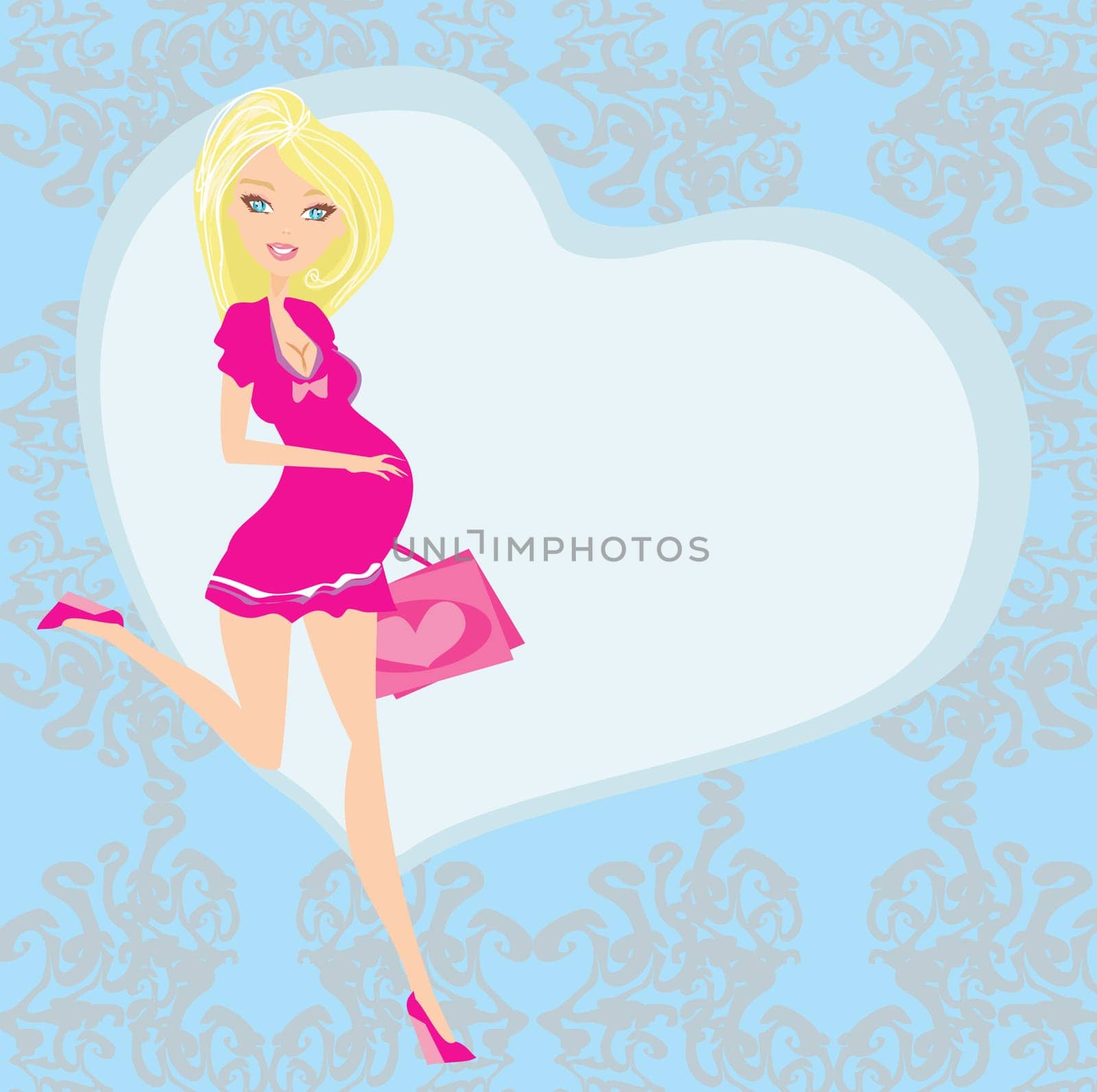 Beautiful pregnant woman on shopping for her new baby