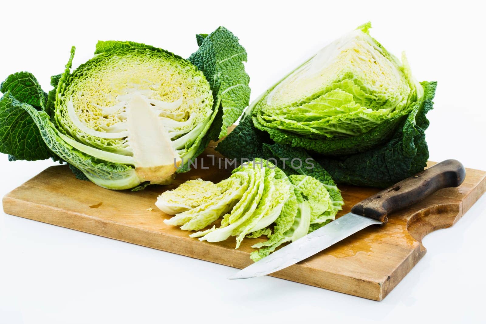 Savoy cabbage cut