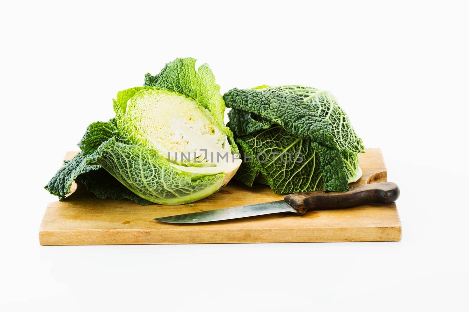 Savoy cabbage cut
