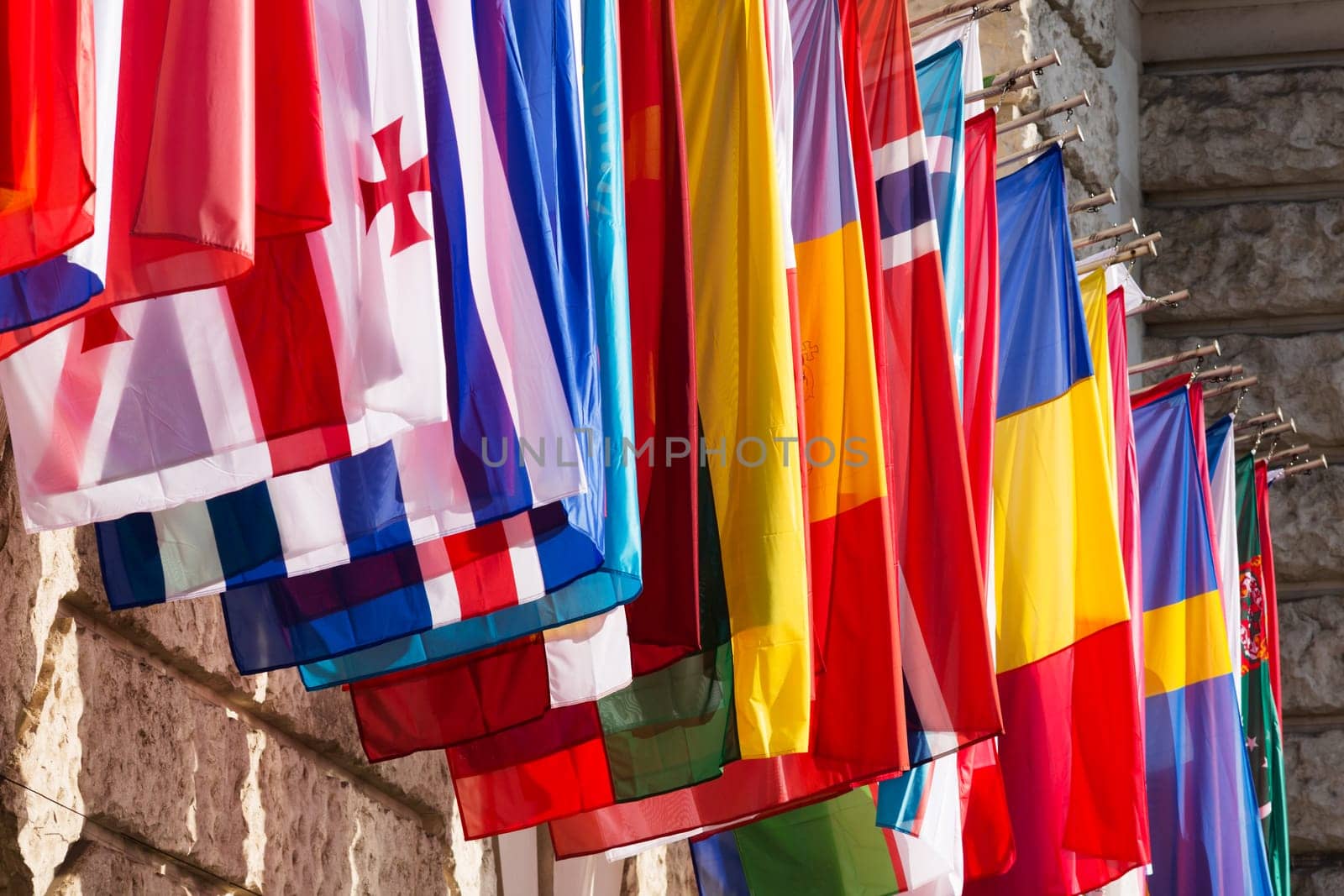 International flags,different flags on flagpoles