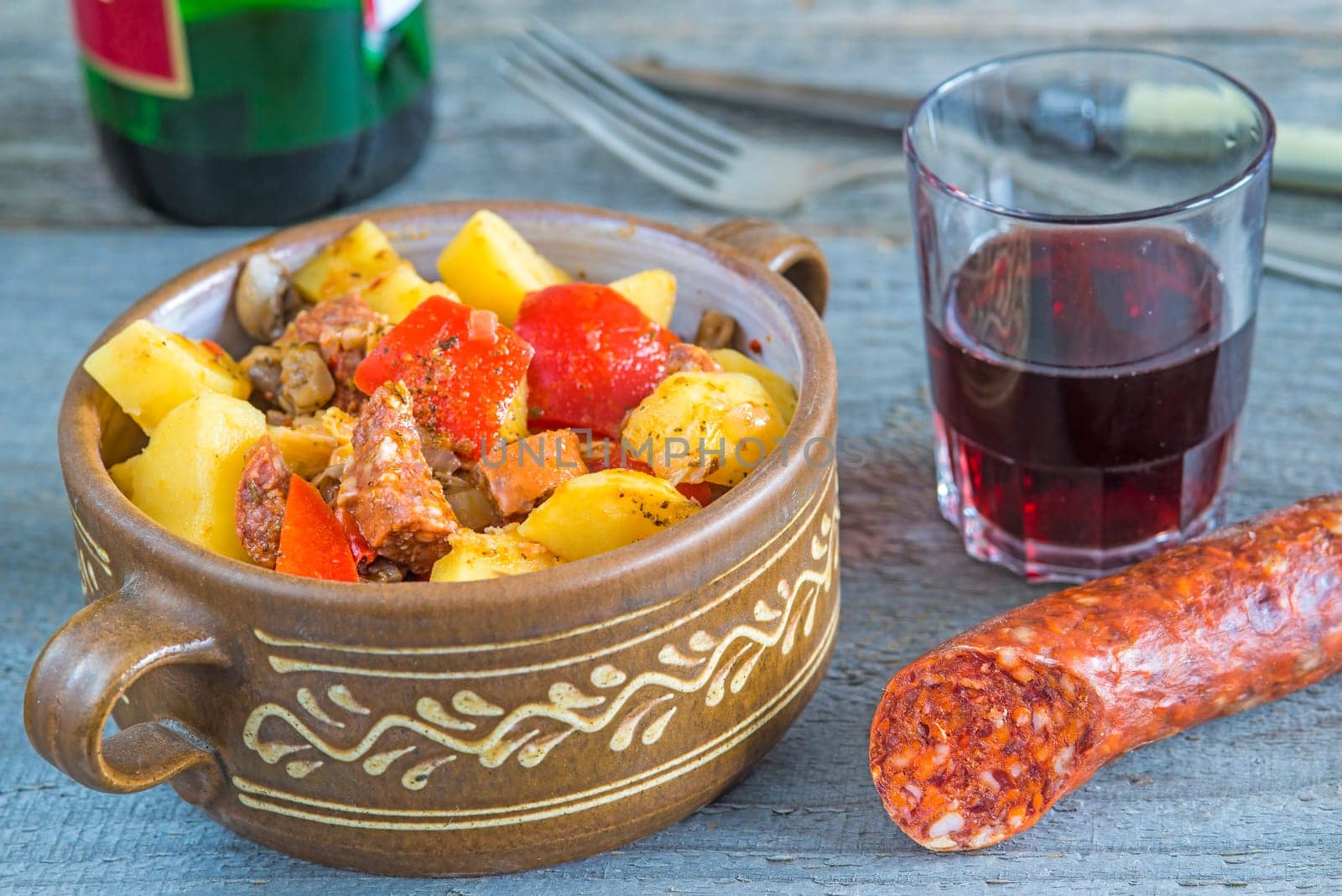 Spanish stew with chorizo sausage
