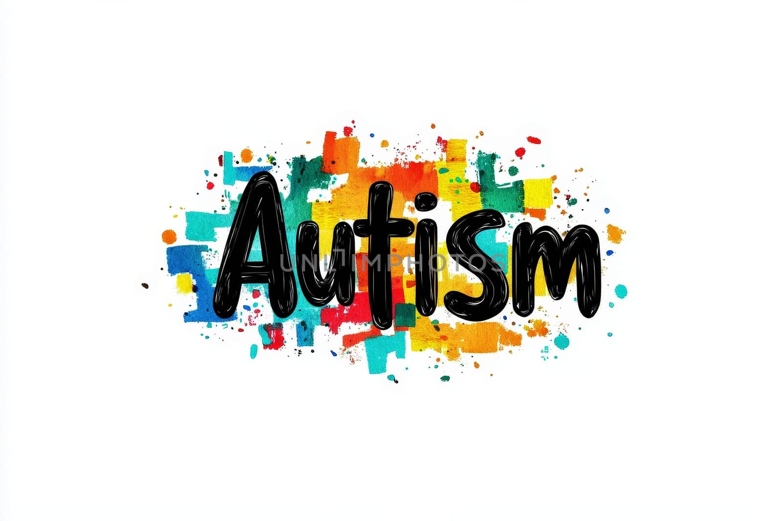 Autism Awareness Day colorful kid hand together..