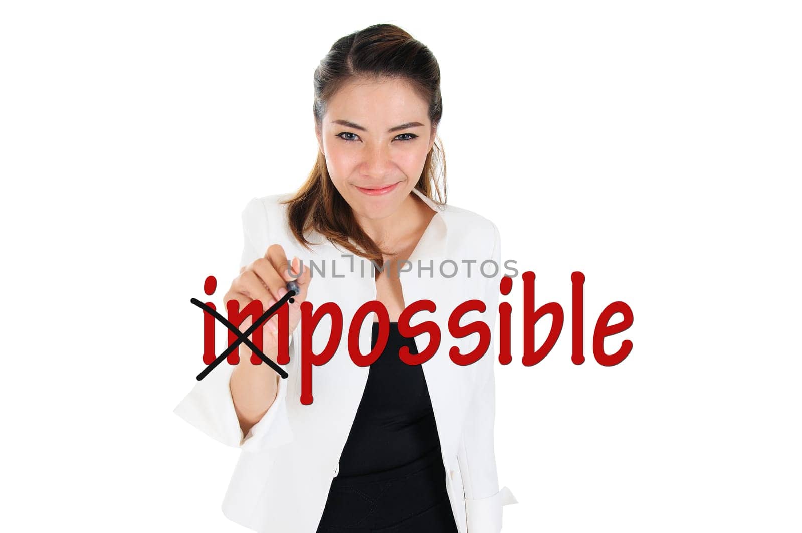 Business woman change impossible to possible