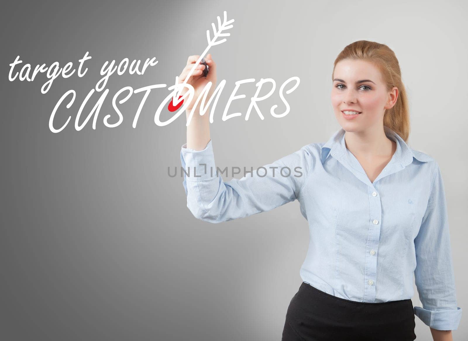 target your customers text hand drawn on to the screen