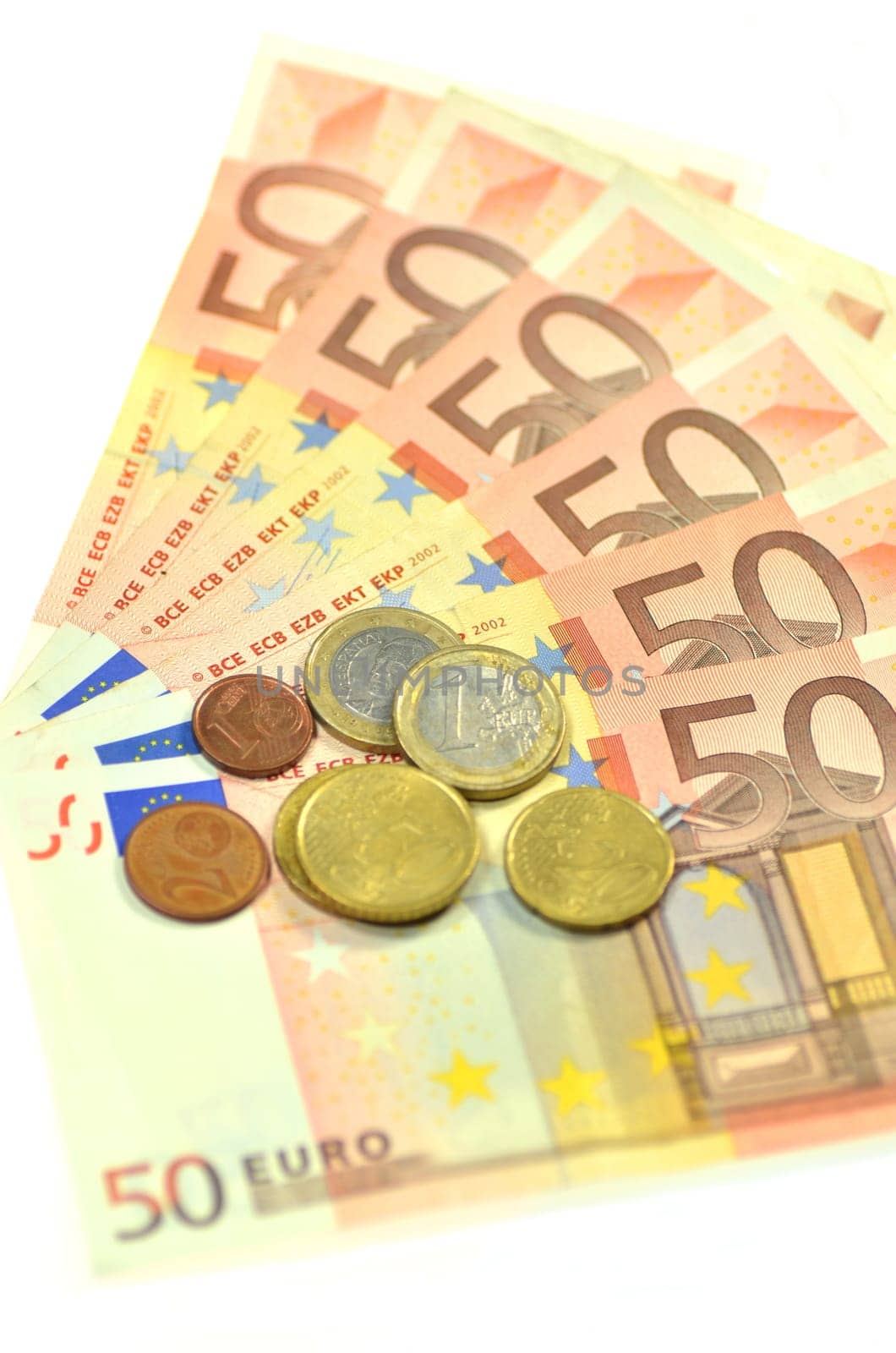 euro banknotes and coins