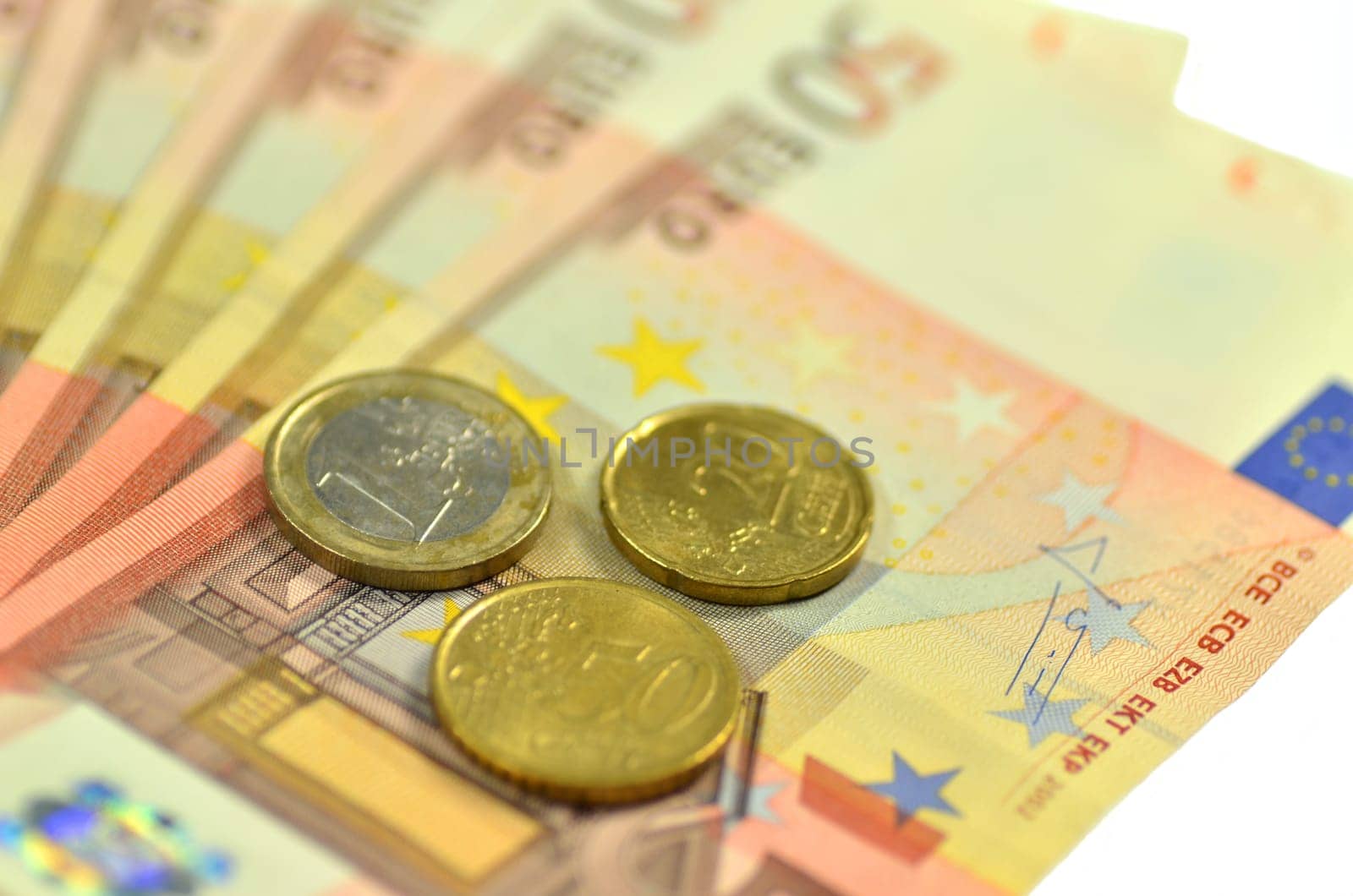 euro banknotes and coins