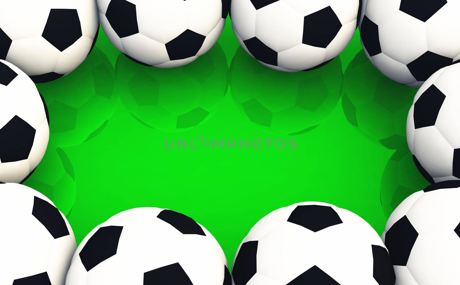 Background - Footballs on the green lawn