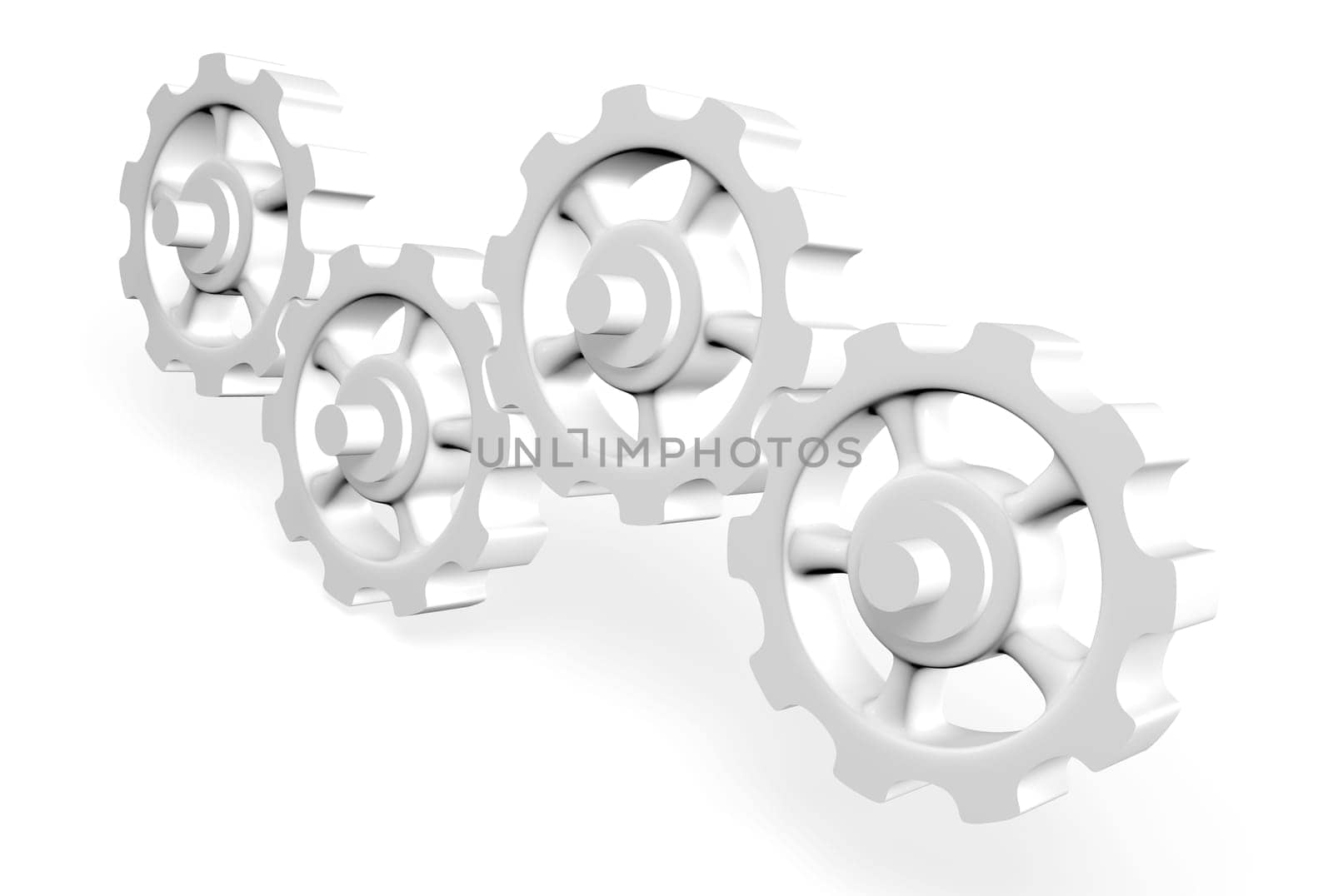 3D gears white insulated 3