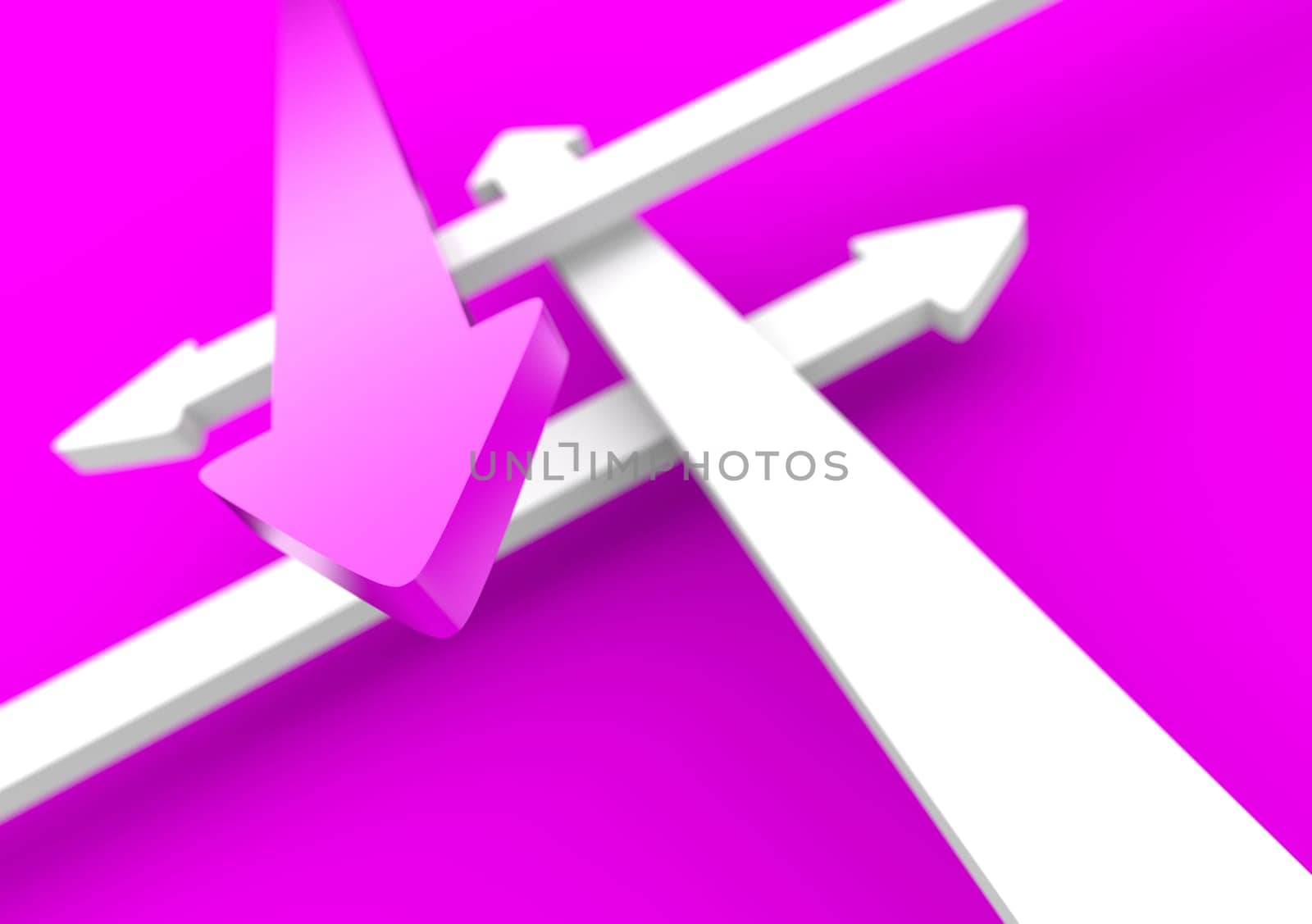 Arrow concept four directions - pink white