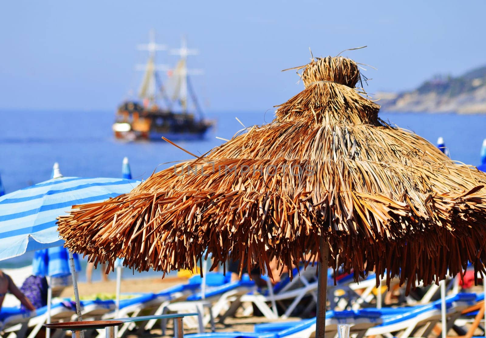 Mediterranean beach during hot summer day