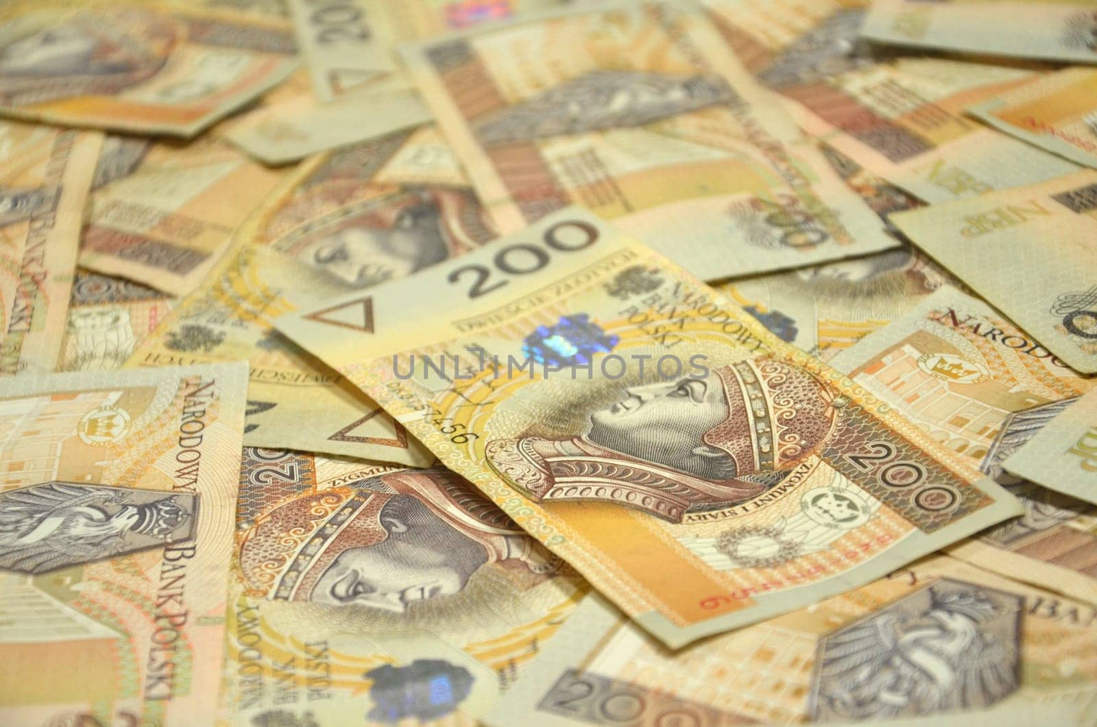 two hundred zloty banknotes from poland