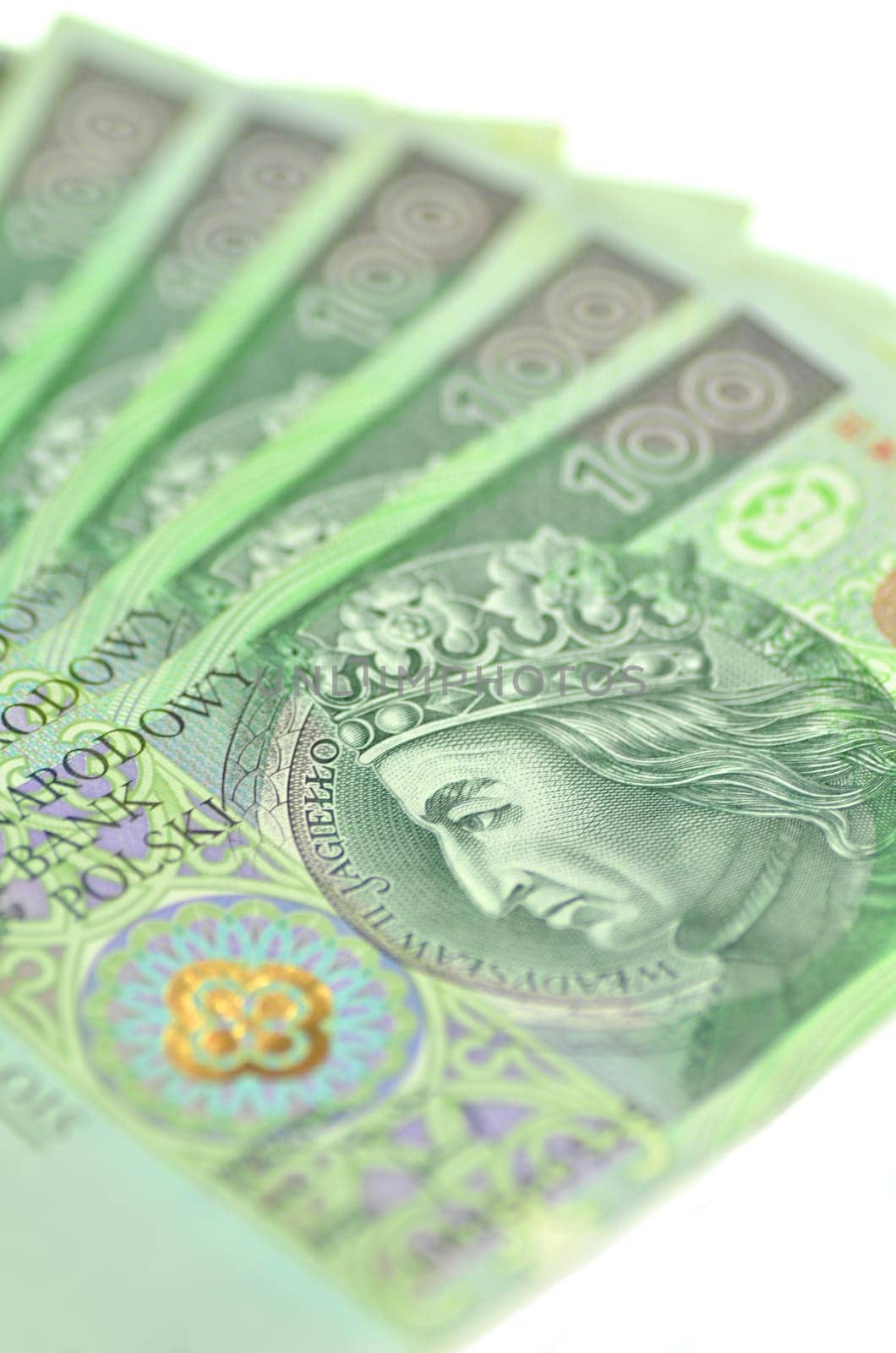 one hundred zloty banknotes from poland