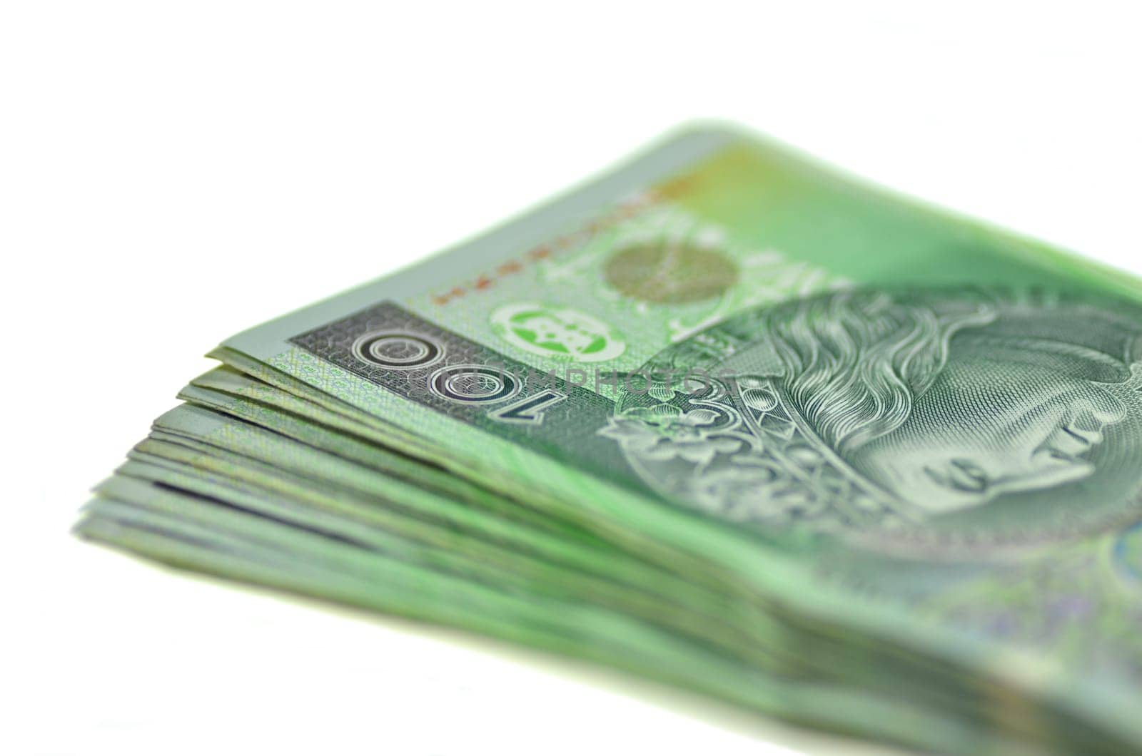 one hundred zloty banknotes from poland