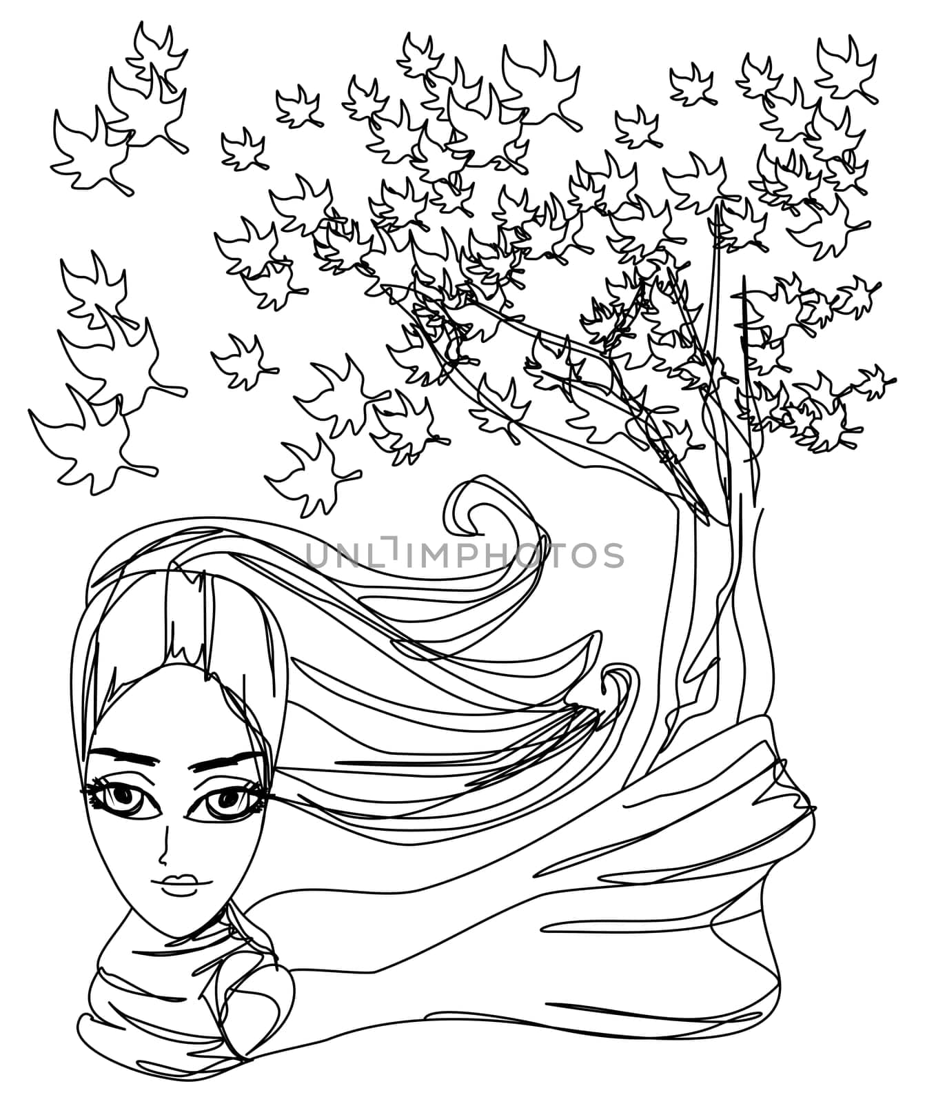 Abstract Beautiful autumn Woman  portrait