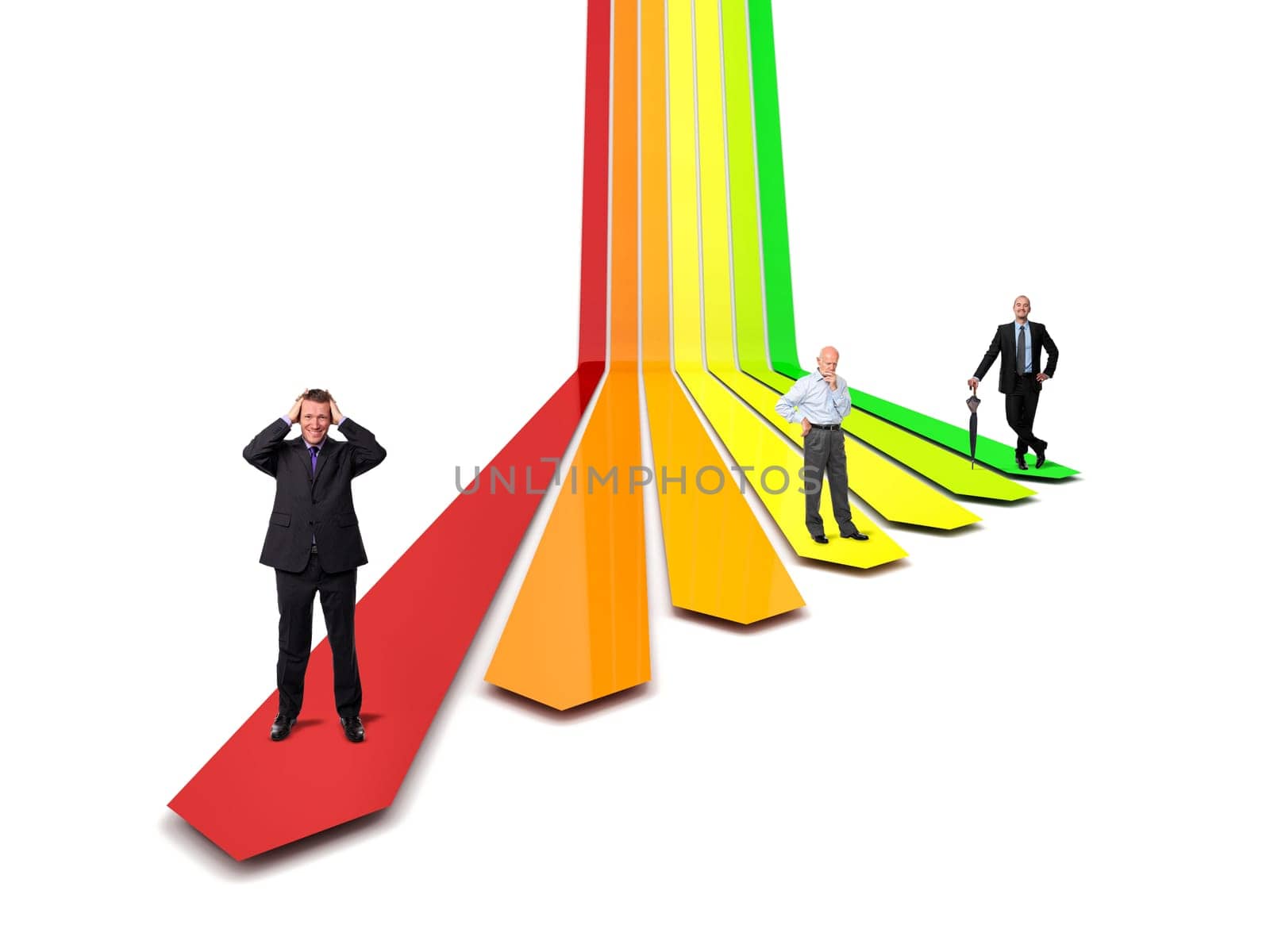3d image of efficiency arrows and business people