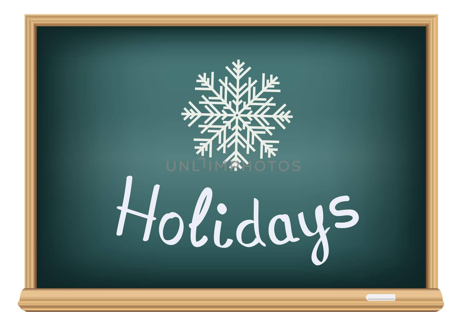 Text message on the school blackboard that represent the winter holidays
