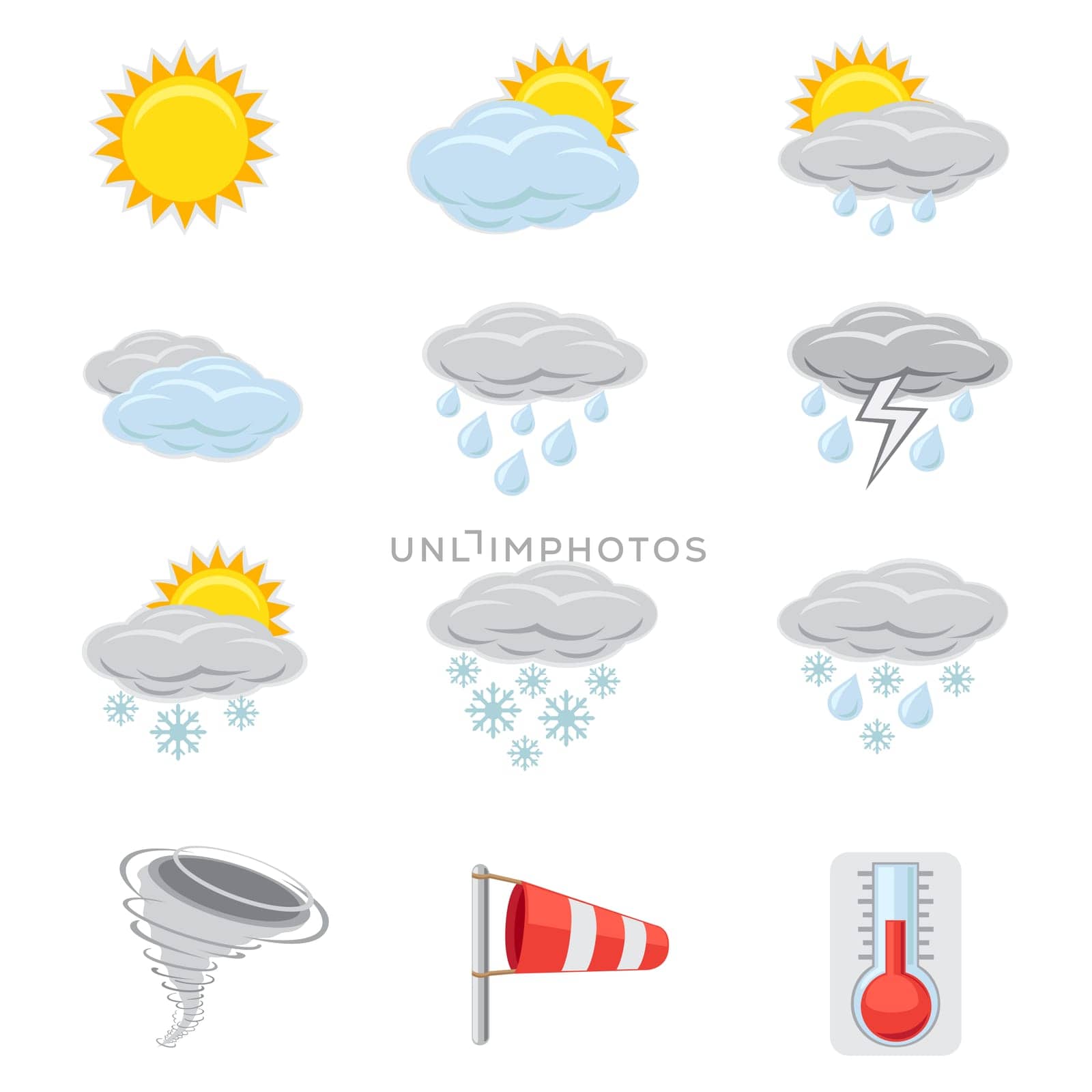 A collection of icons that show different weather