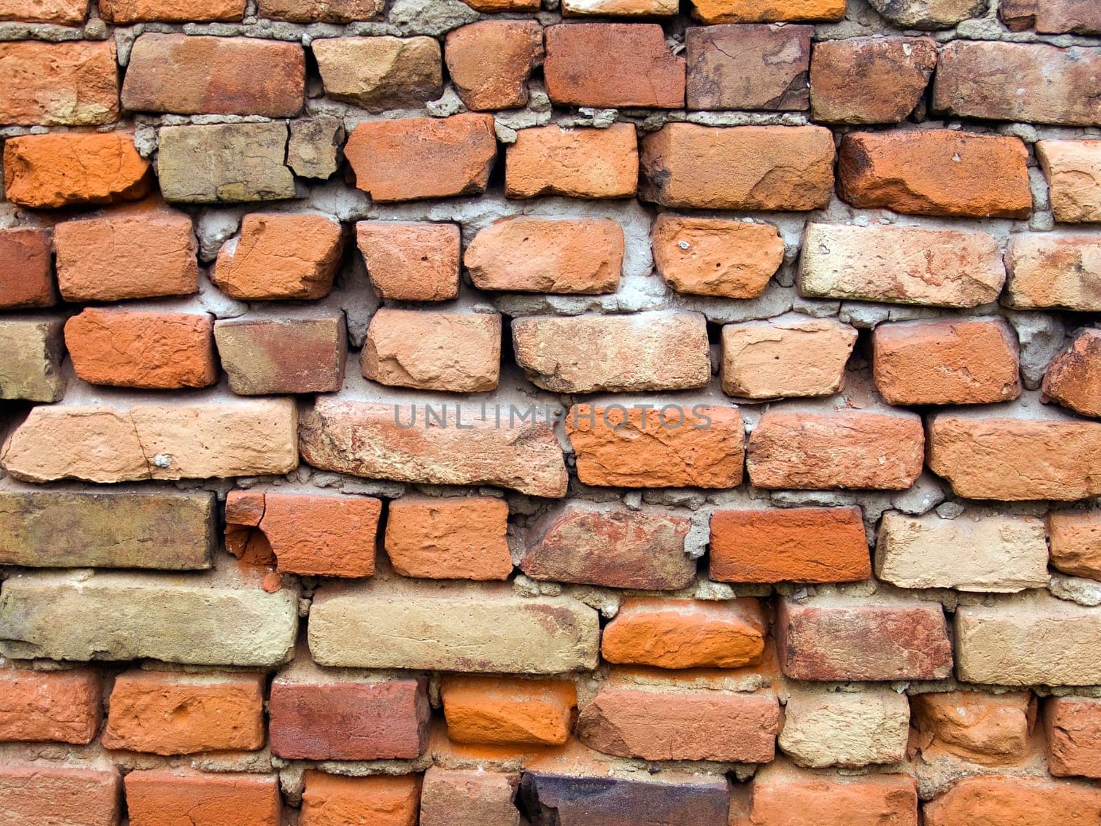 The old red brick wall background