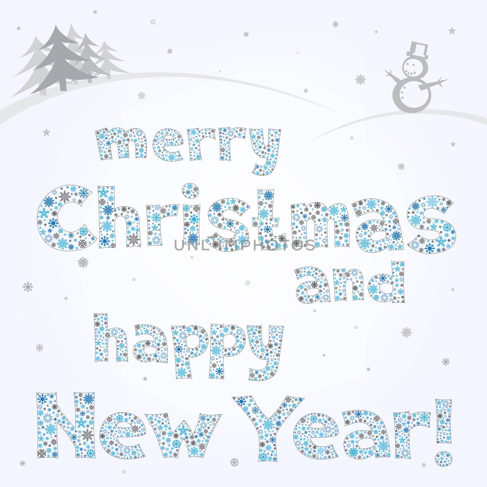 Text message on the light Christmas background that congratulates with holidays
