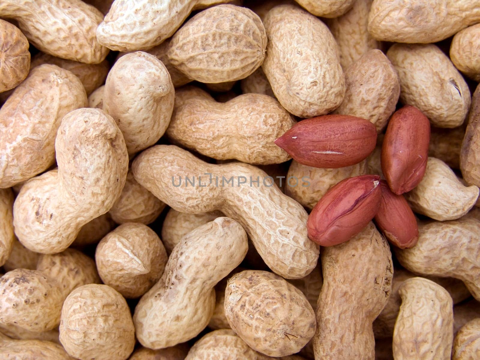 Agricultural background, a pile of beautiful peanut
