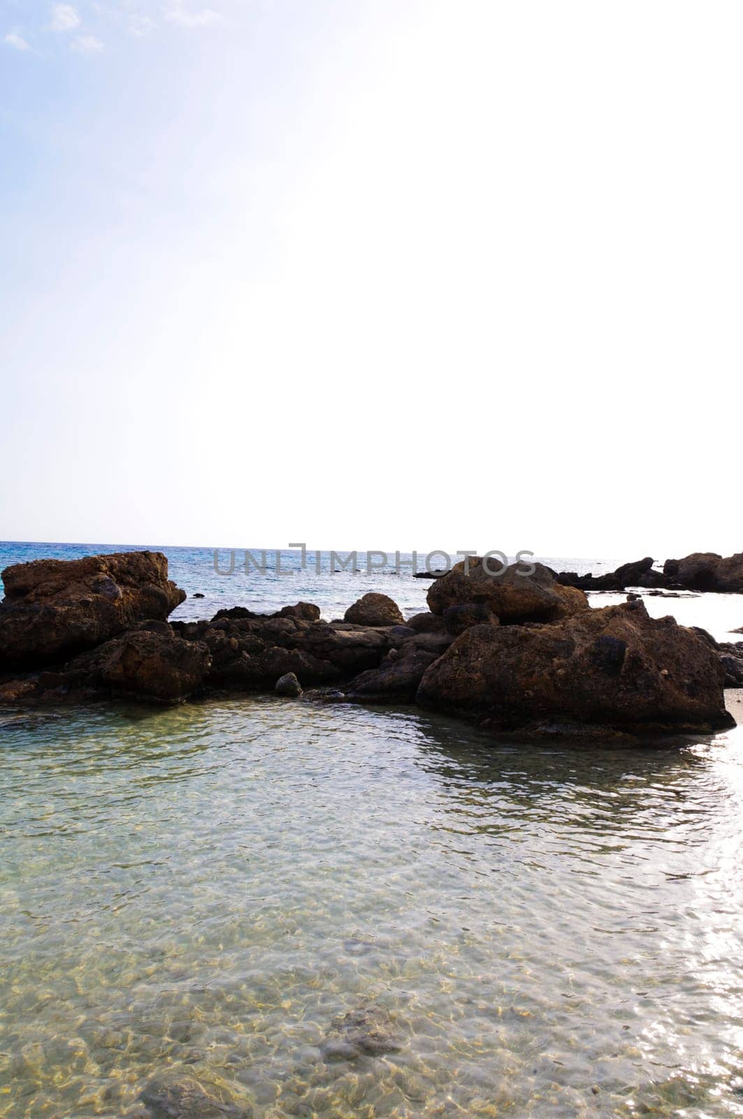 Wide view of Kedrodasos beach, island of Crete, Greece