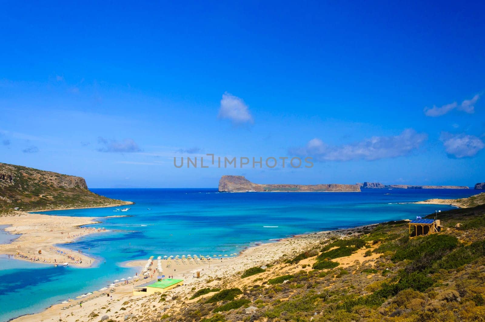 Amazing view over Balos Lagoon and Gramvousa island on Crete, Greece