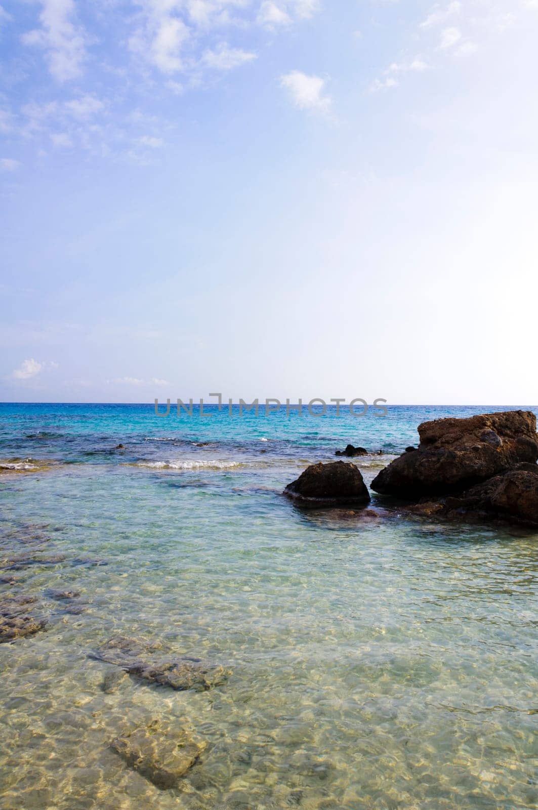 Wide view of Kedrodasos beach, island of Crete, Greece