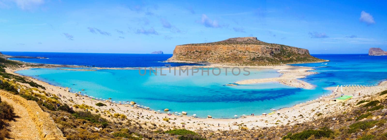 Amazing view over Balos Lagoon and Gramvousa island on Crete, Greece