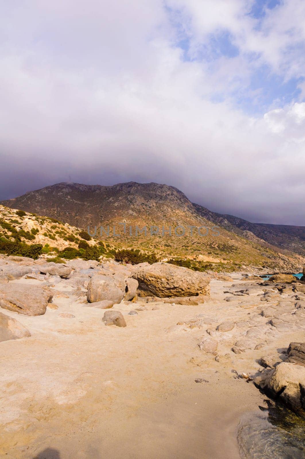 Wide view of Kedrodasos beach, island of Crete, Greece