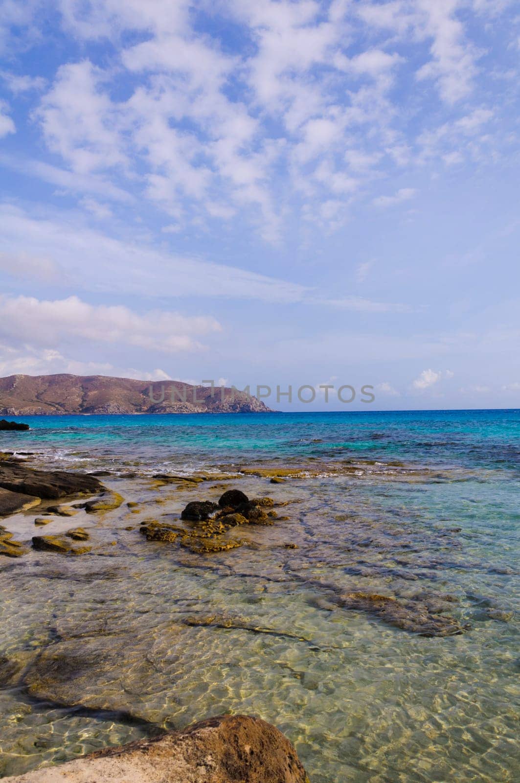 Wide view of Kedrodasos beach, island of Crete, Greece