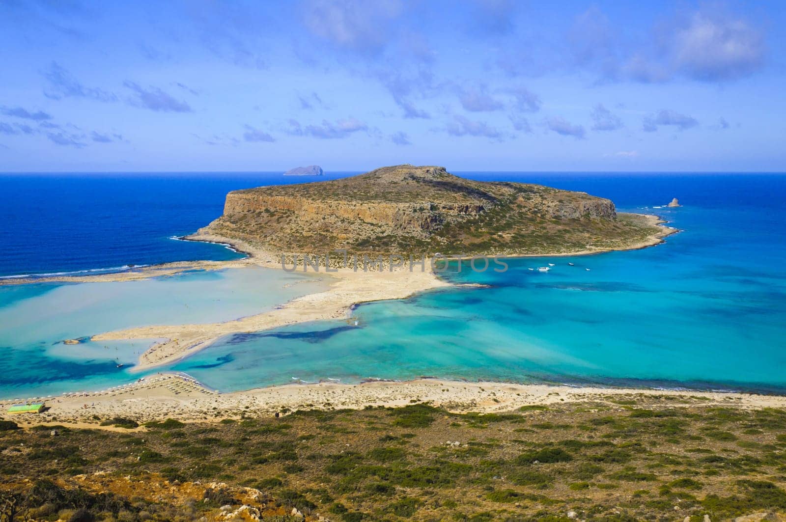 Amazing view over Balos Lagoon and Gramvousa island on Crete, Greece