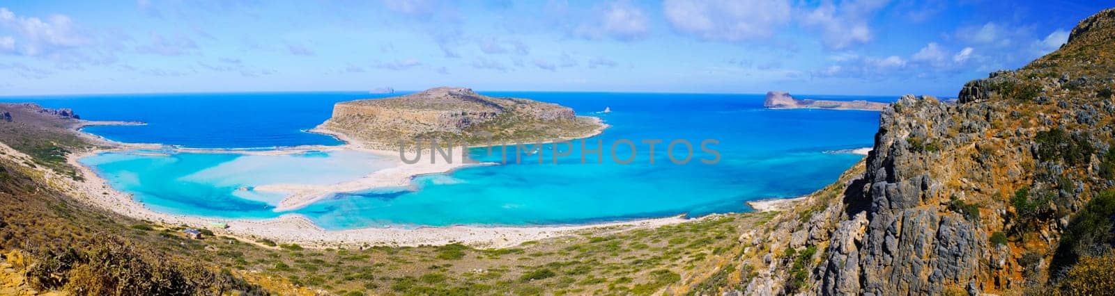 Amazing view over Balos Lagoon and Gramvousa island on Crete, Greece