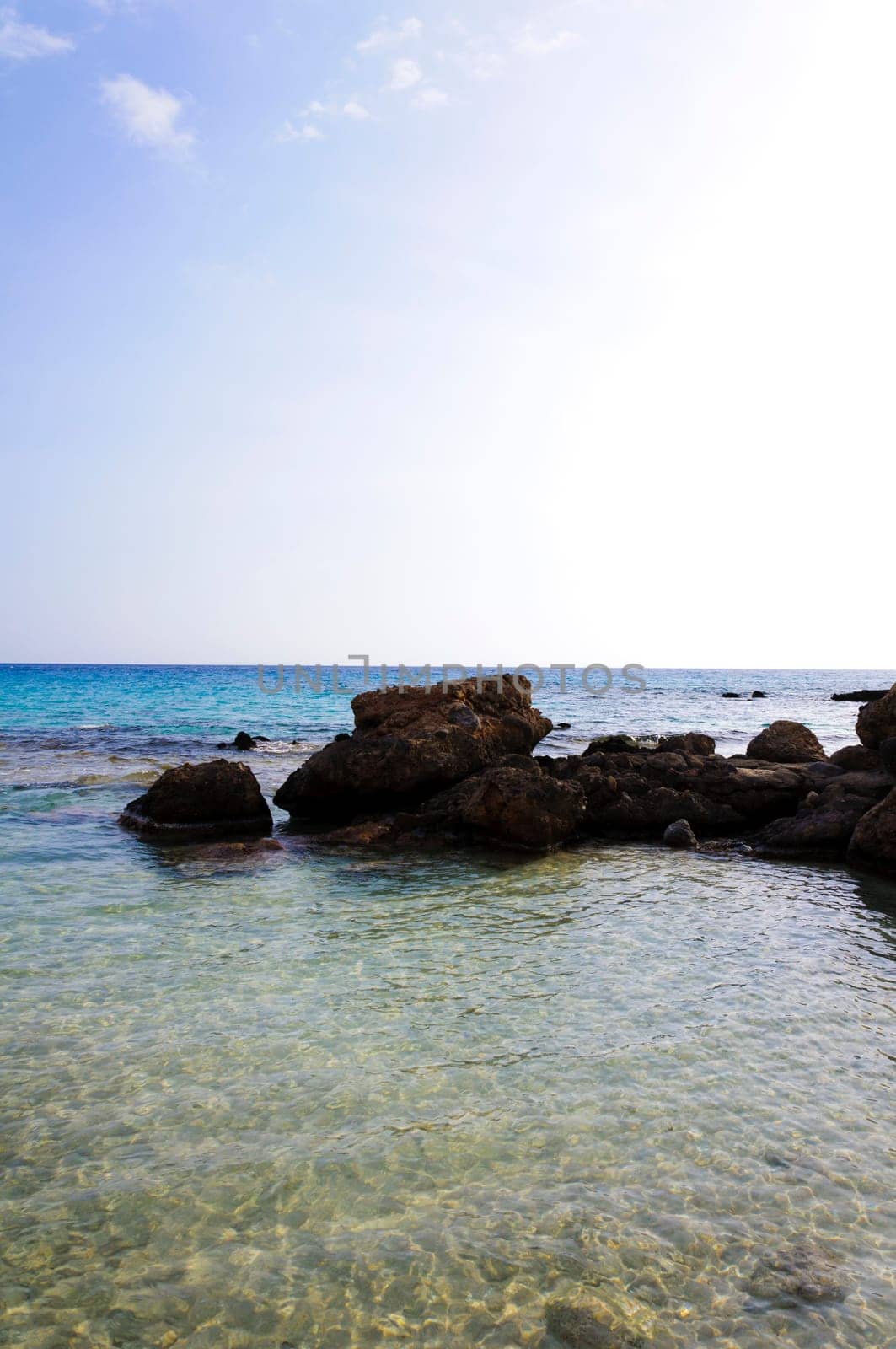 Wide view of Kedrodasos beach, island of Crete, Greece