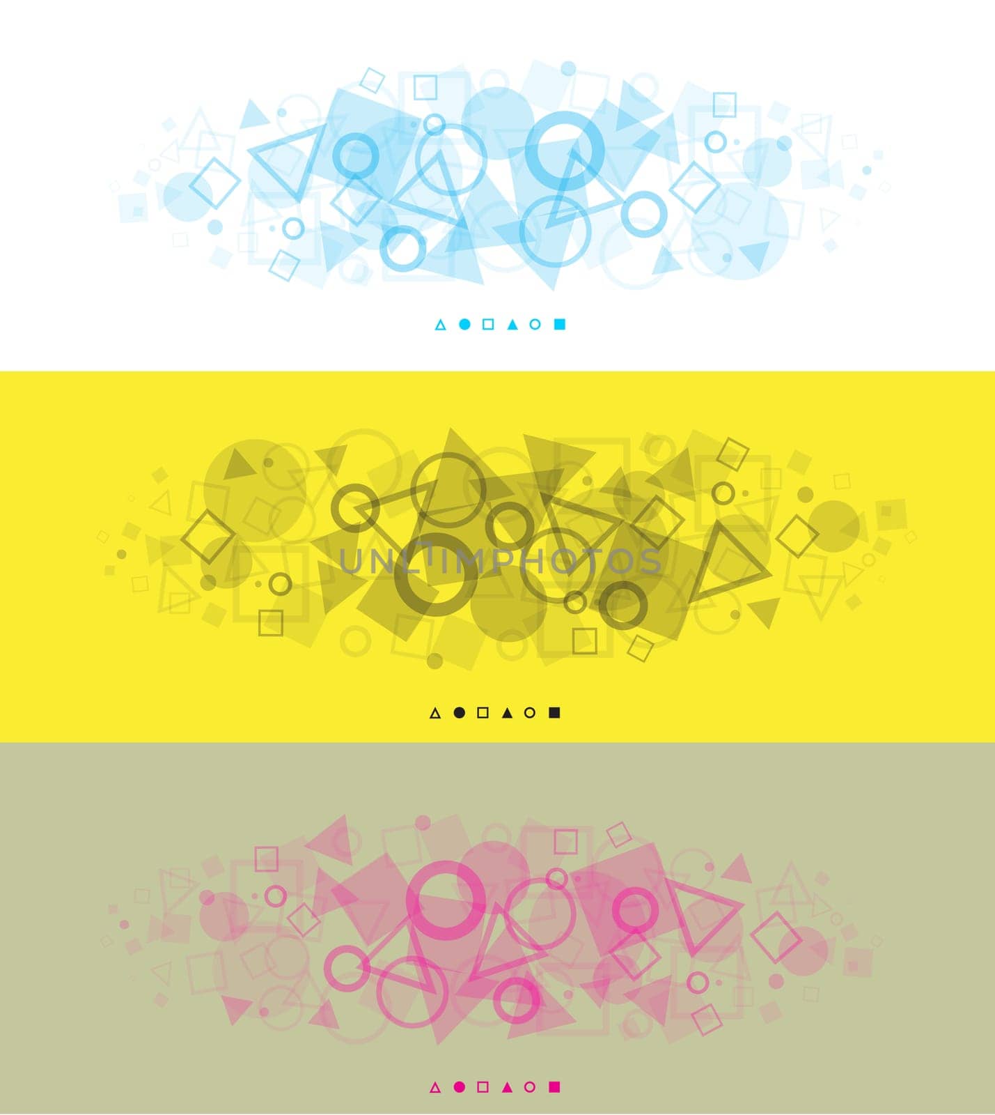 The modern abstract panoramic backgrounds of color geometrical shapes