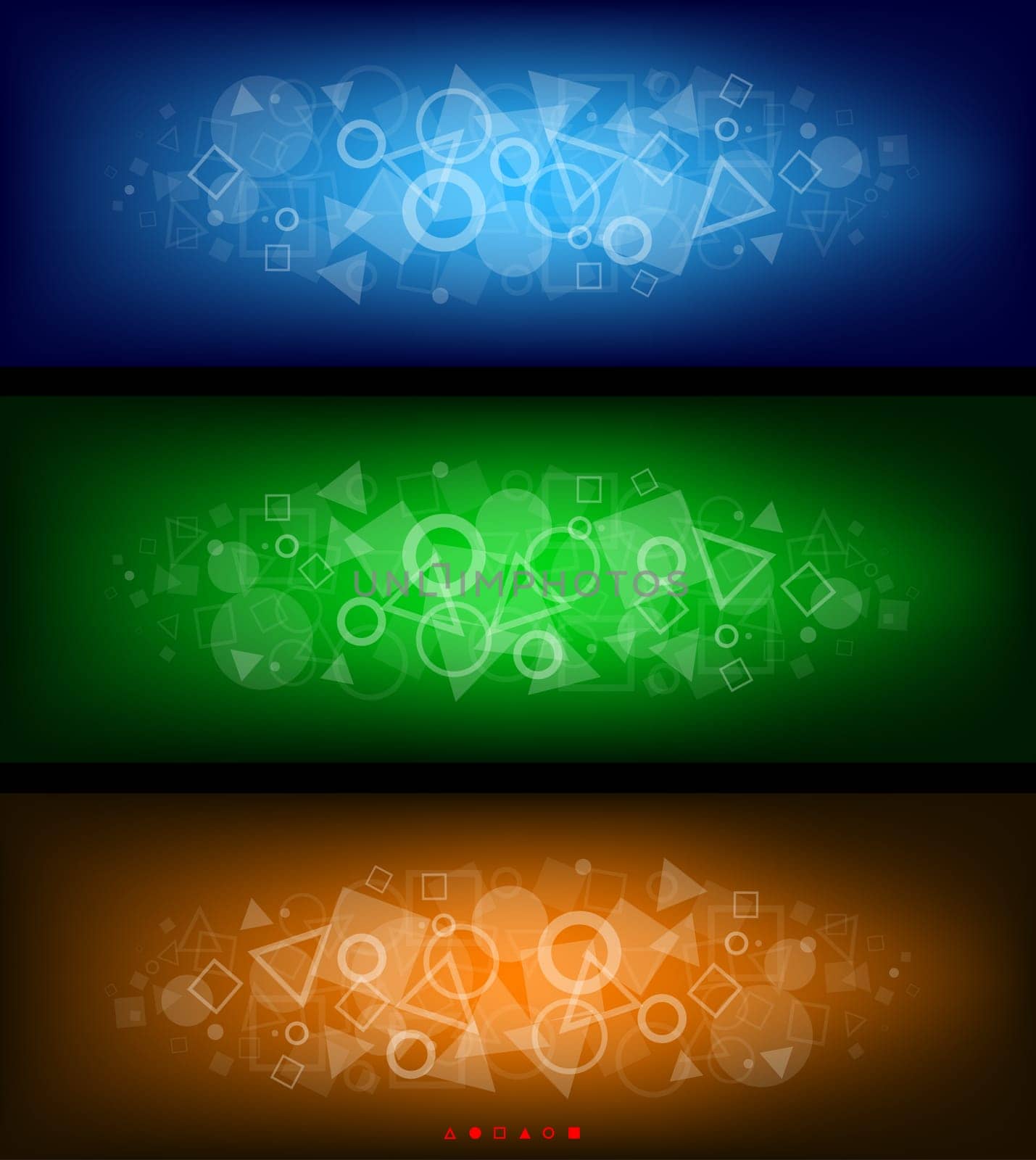 The modern abstract panoramic backgrounds of white geometrical shapes