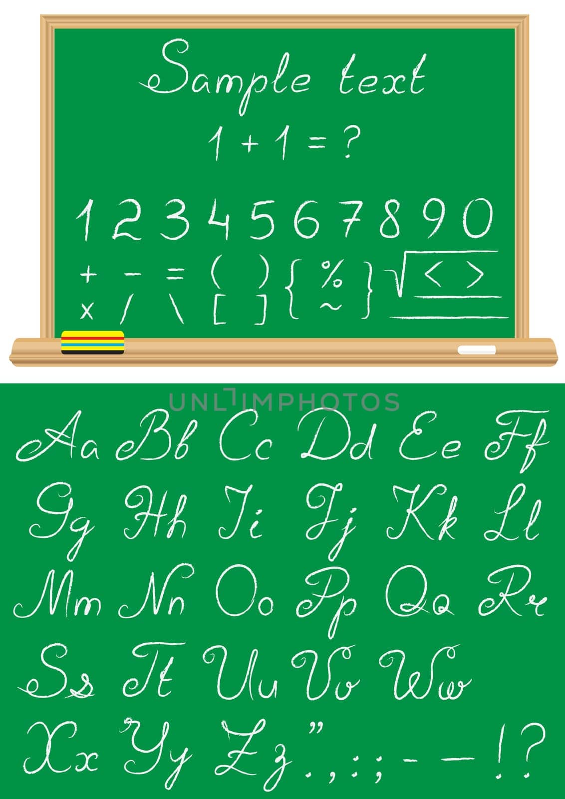 Font written by a chalk on a chalkboard
