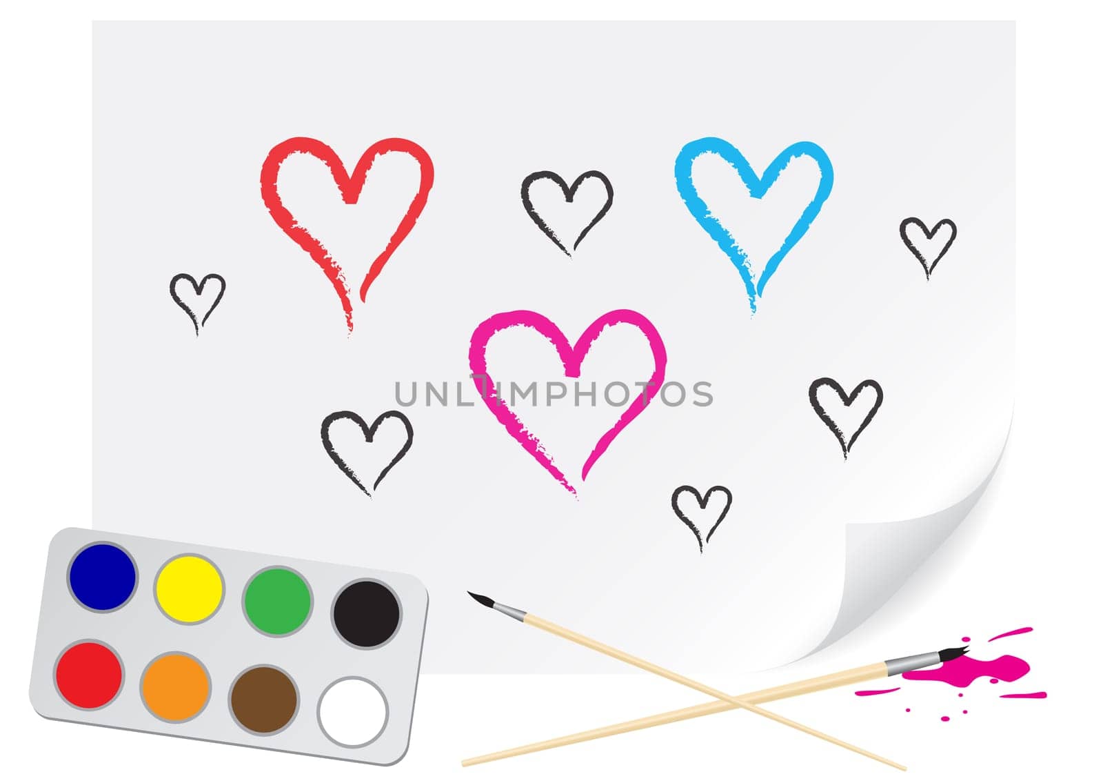 Nursery drawing heart on a paper