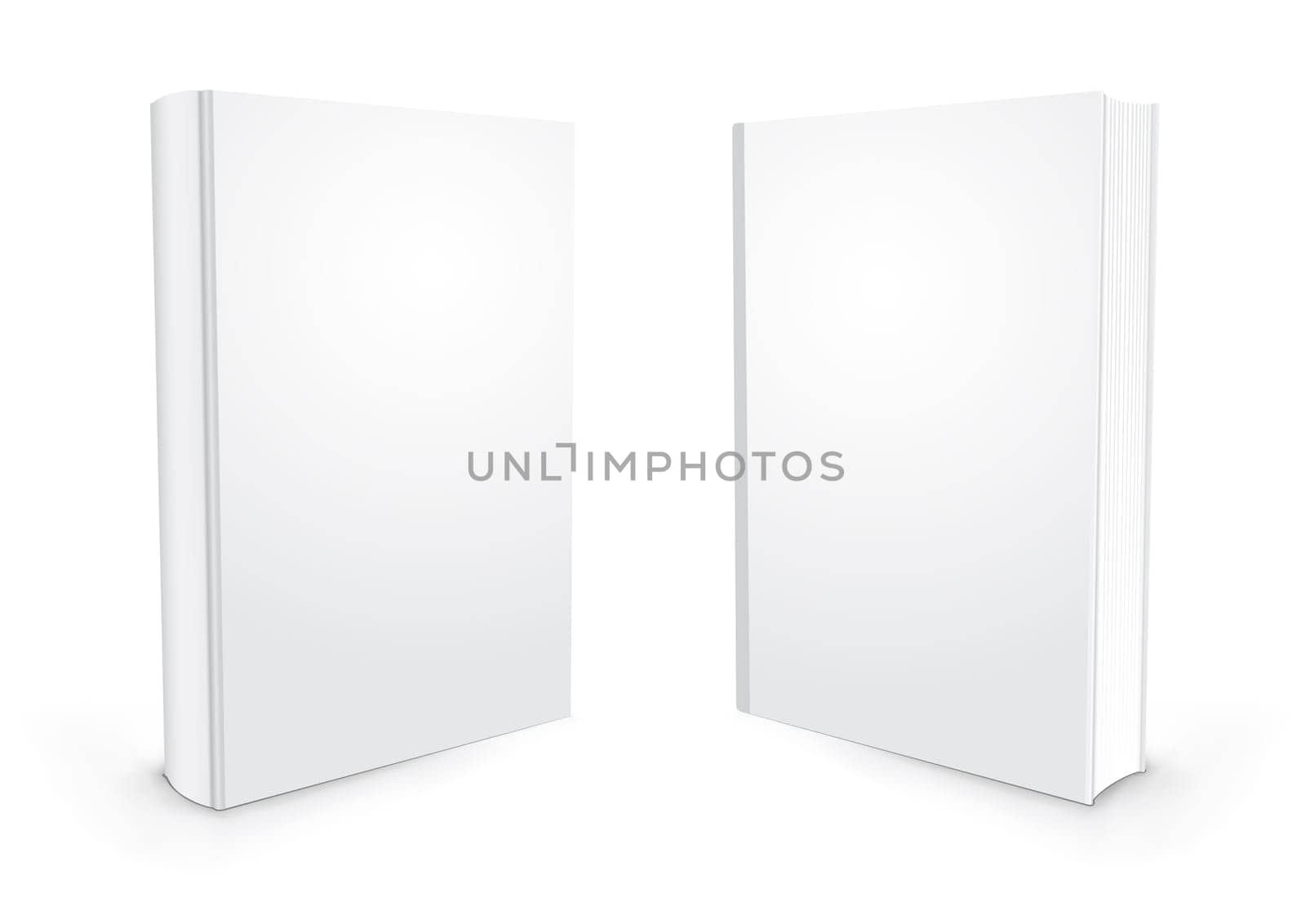 Empty white books isolated on the white background